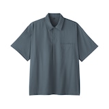 紳士　風を通す半袖布帛ポロシャツ