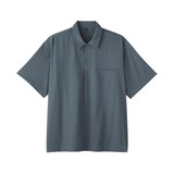紳士　風を通す半袖布帛ポロシャツ
