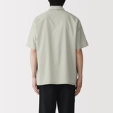 紳士　風を通す半袖布帛ポロシャツ