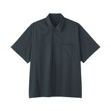 紳士　風を通す半袖布帛ポロシャツ