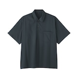 紳士　風を通す半袖布帛ポロシャツ