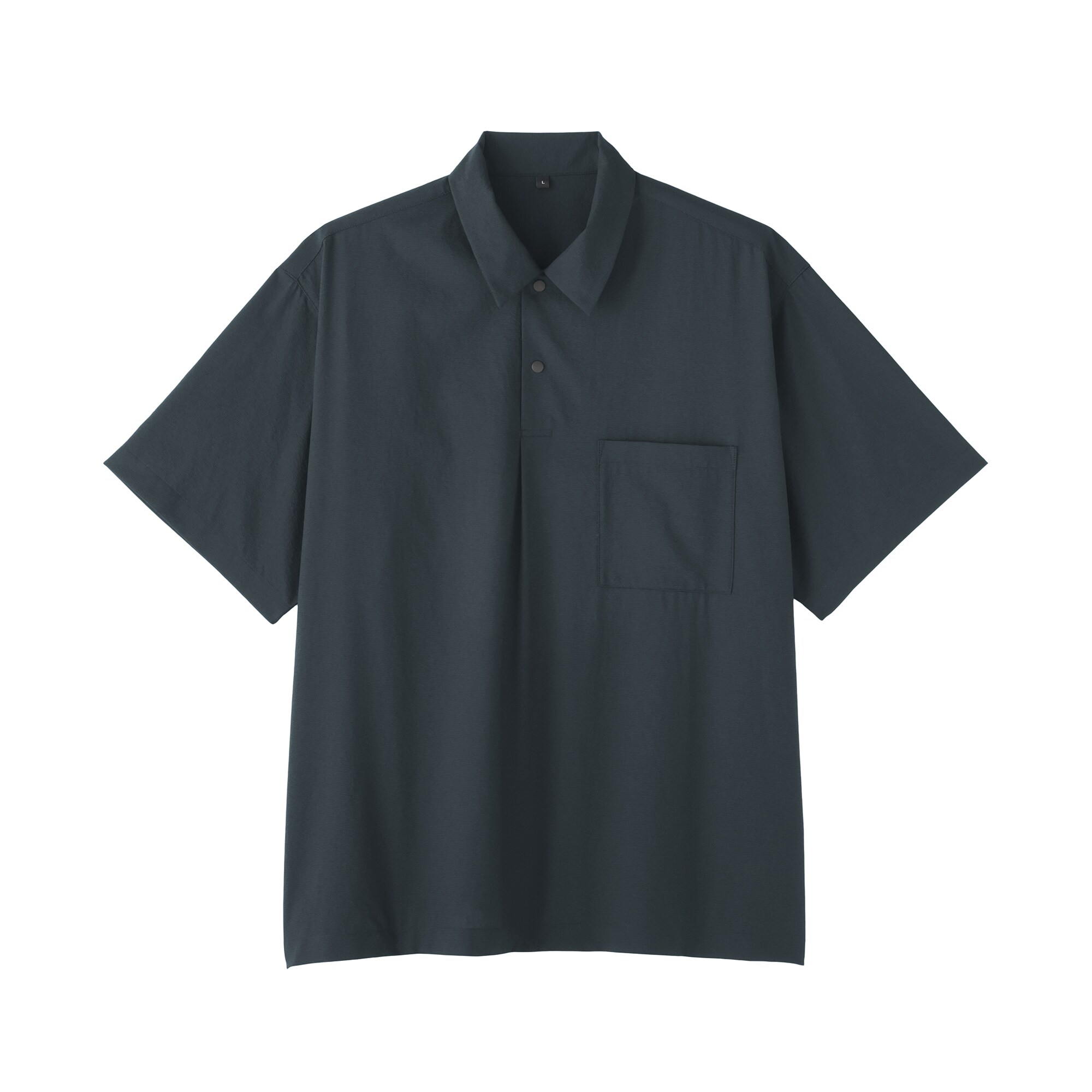 紳士　風を通す半袖布帛ポロシャツ