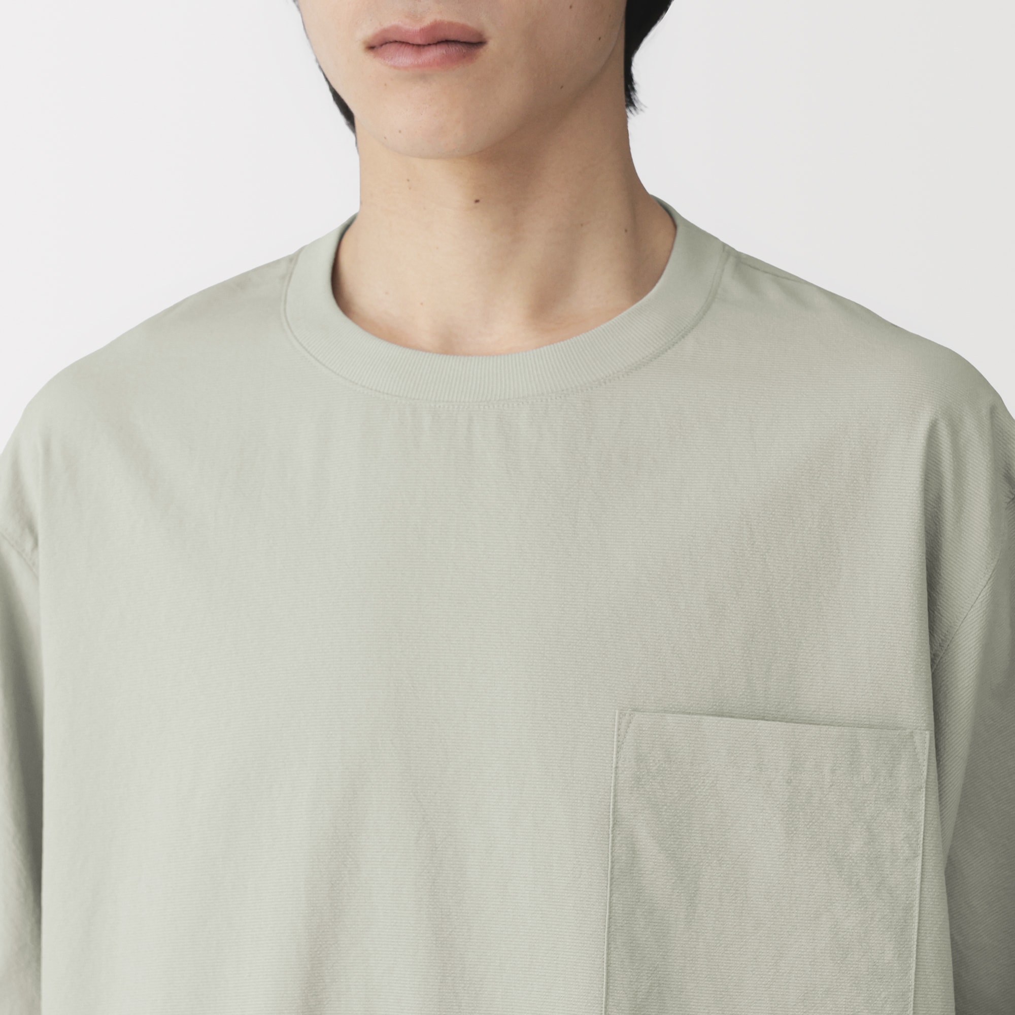 紳士　風を通す半袖布帛Ｔシャツ