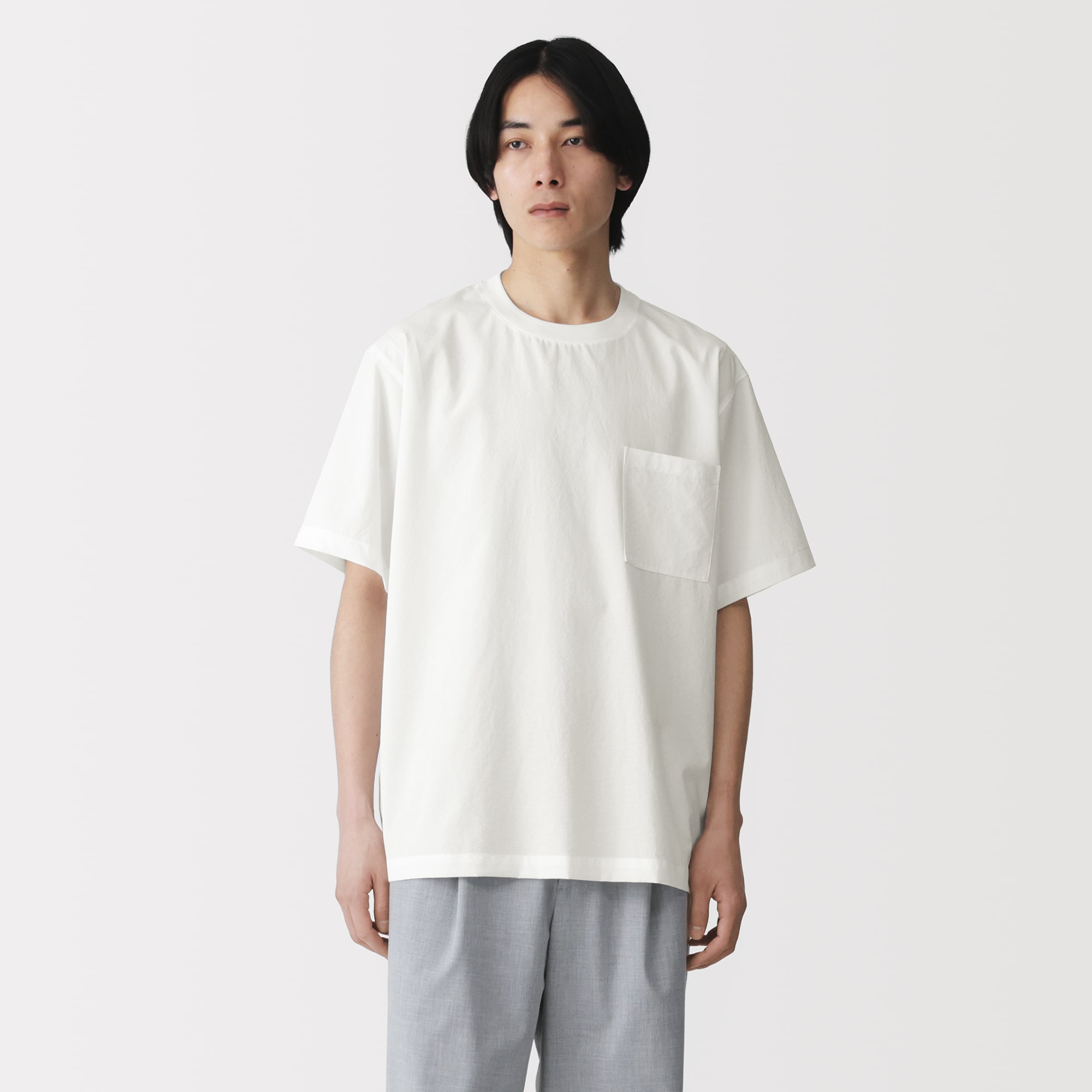 紳士　風を通す半袖布帛Ｔシャツ