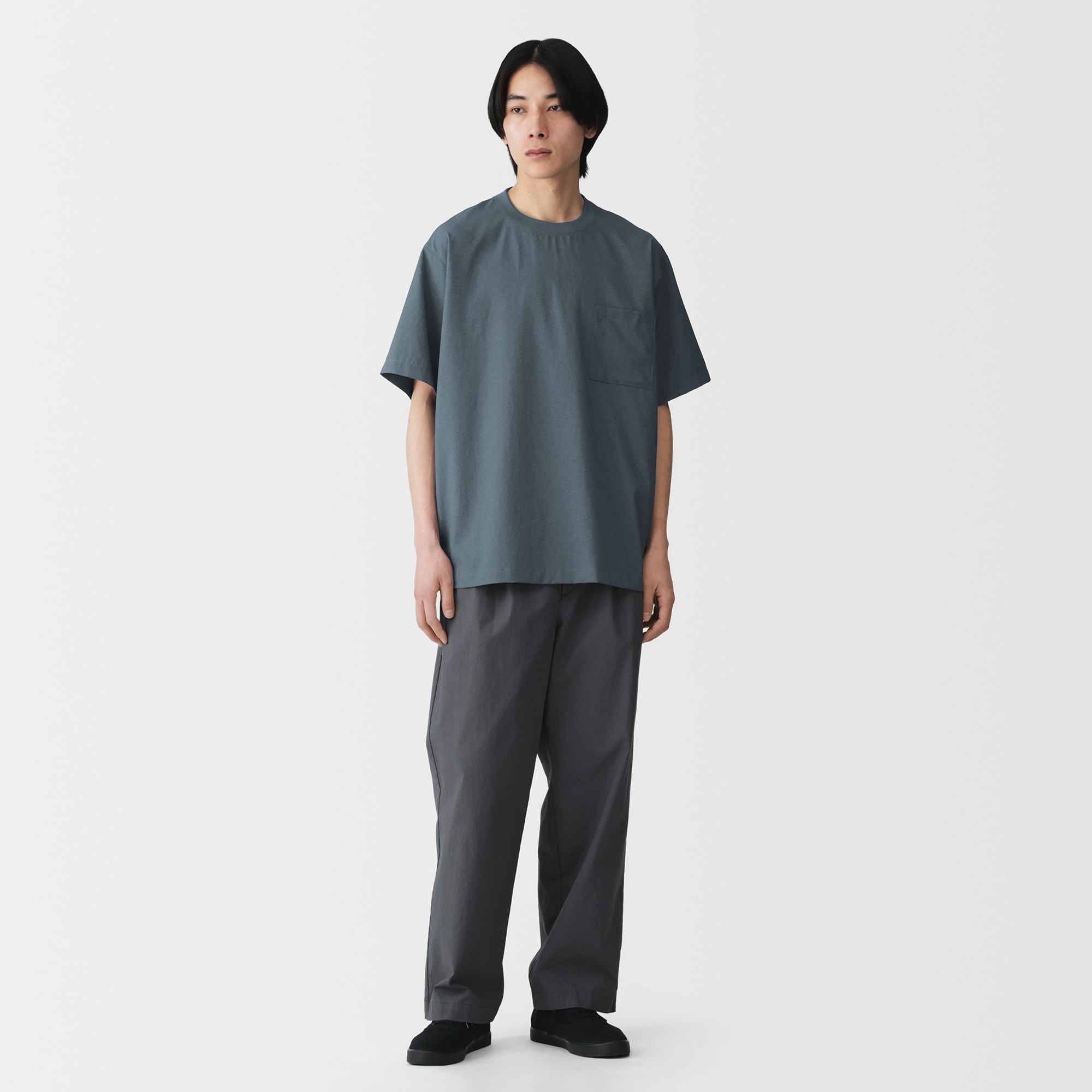 紳士　風を通す半袖布帛Ｔシャツ