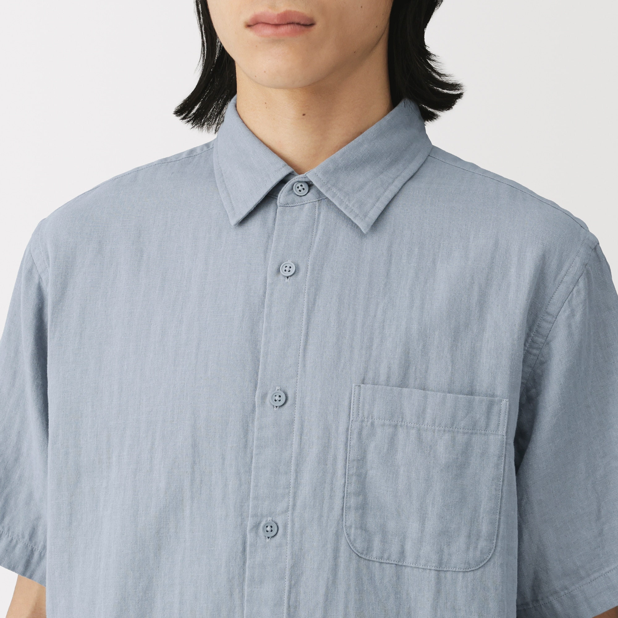 紳士　カポック混二重ガーゼ半袖シャツ（ＯＳ）