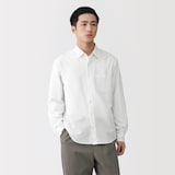 紳士　風を通すストレッチサッカー長袖シャツ