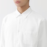 紳士　風を通すストレッチサッカー長袖シャツ