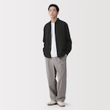 紳士　風を通すストレッチサッカー長袖シャツ