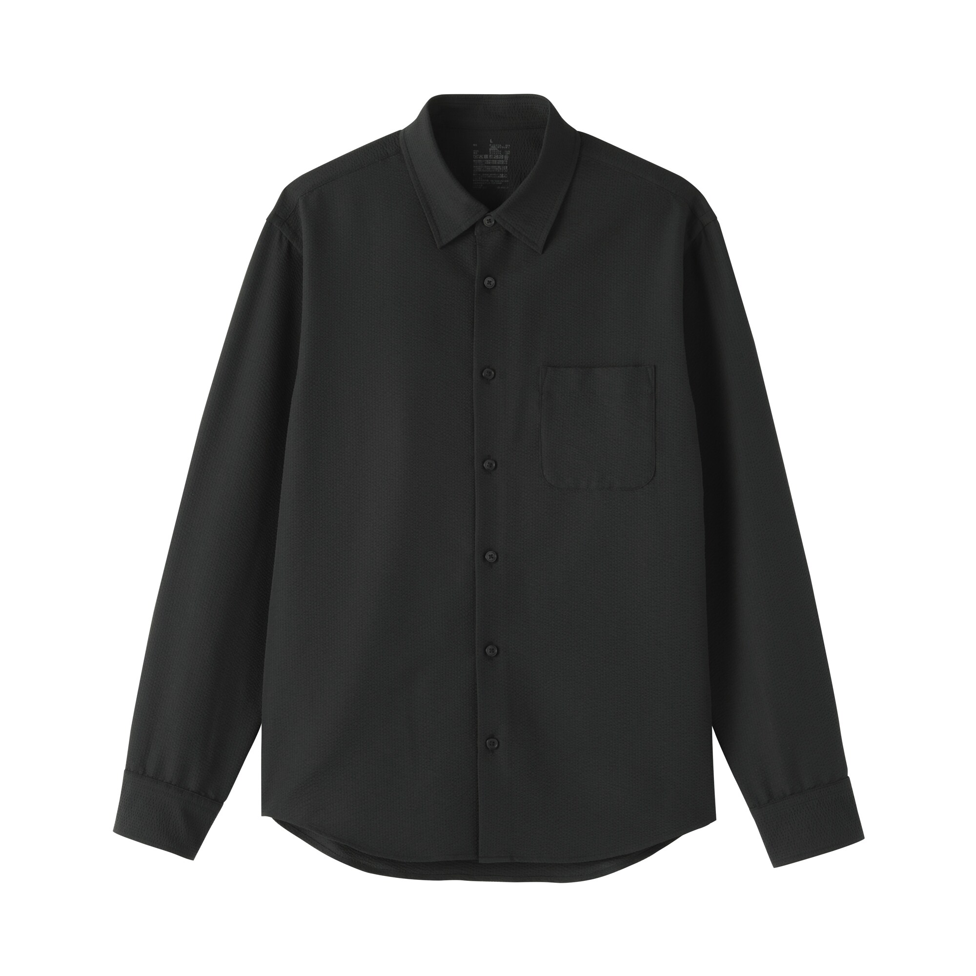 紳士　風を通すストレッチサッカー長袖シャツ