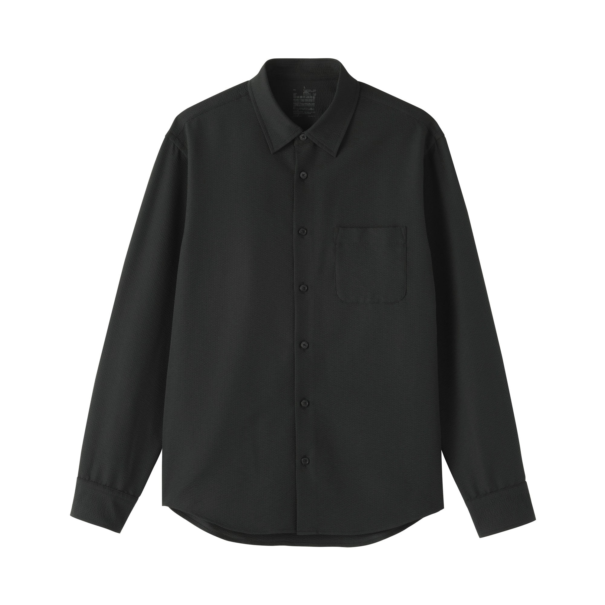 紳士　風を通すストレッチサッカー長袖シャツ