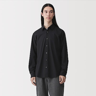 紳士　洗いざらしブロード長袖シャツ