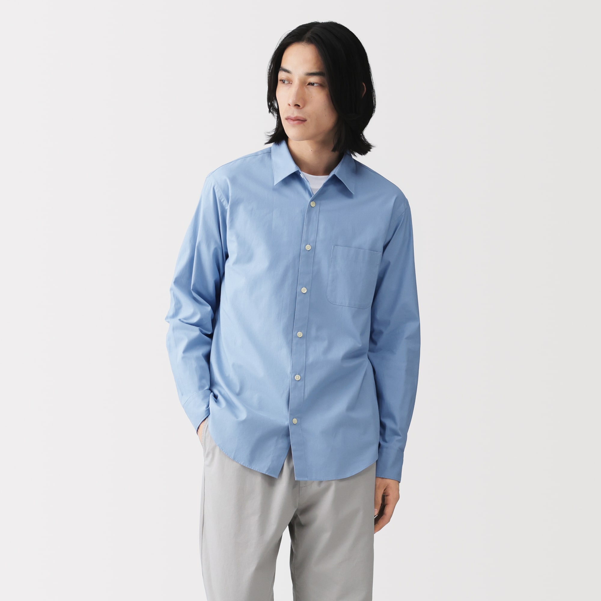 紳士 洗いざらしブロード長袖シャツ | 無印良品