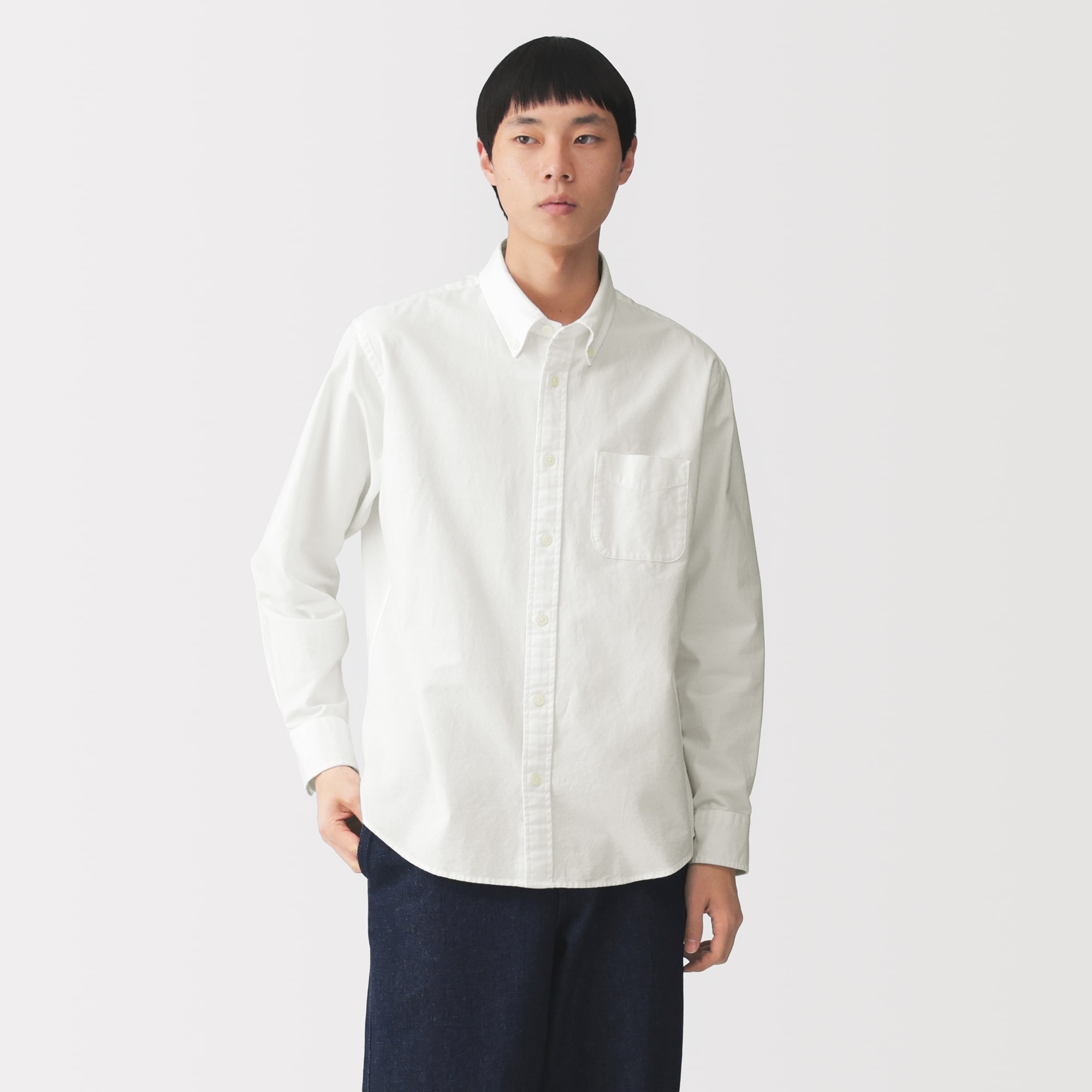 紳士 洗いざらしオックスボタンダウン長袖シャツ | 無印良品