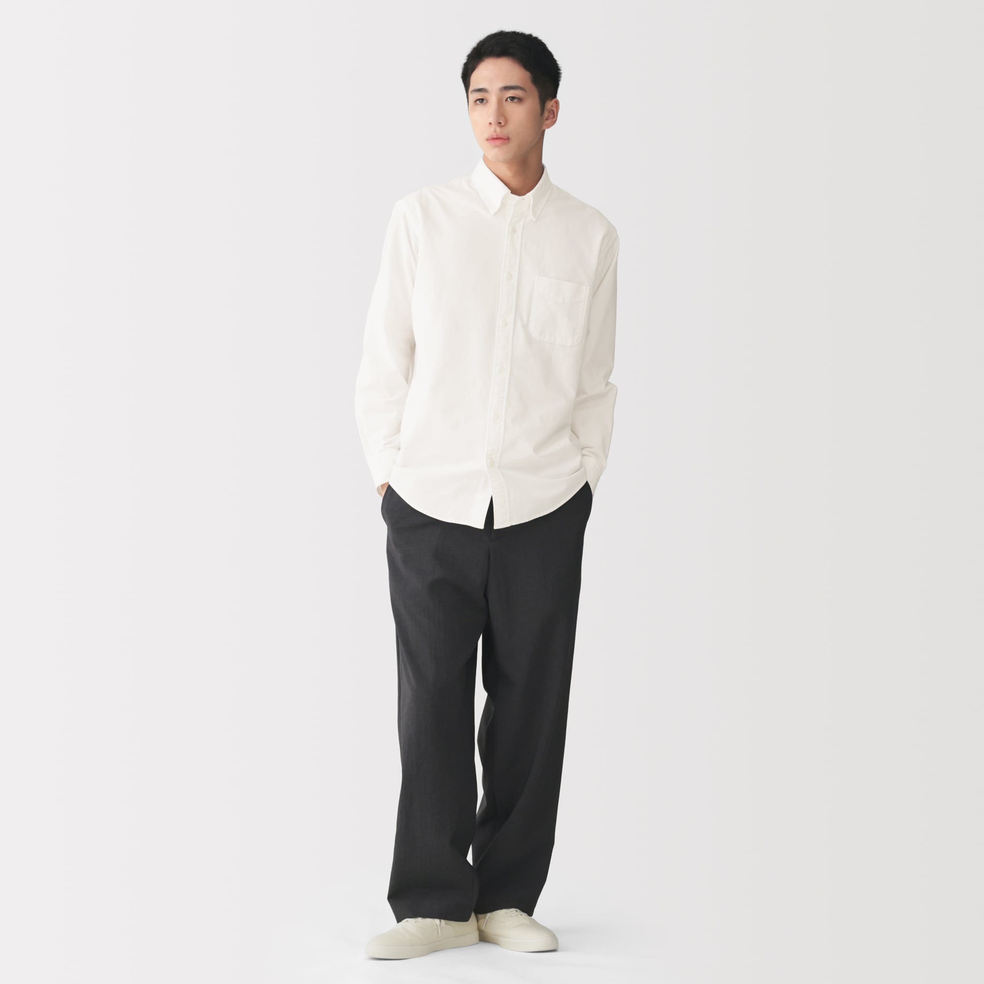 紳士 洗いざらしオックスボタンダウン長袖シャツ | 無印良品