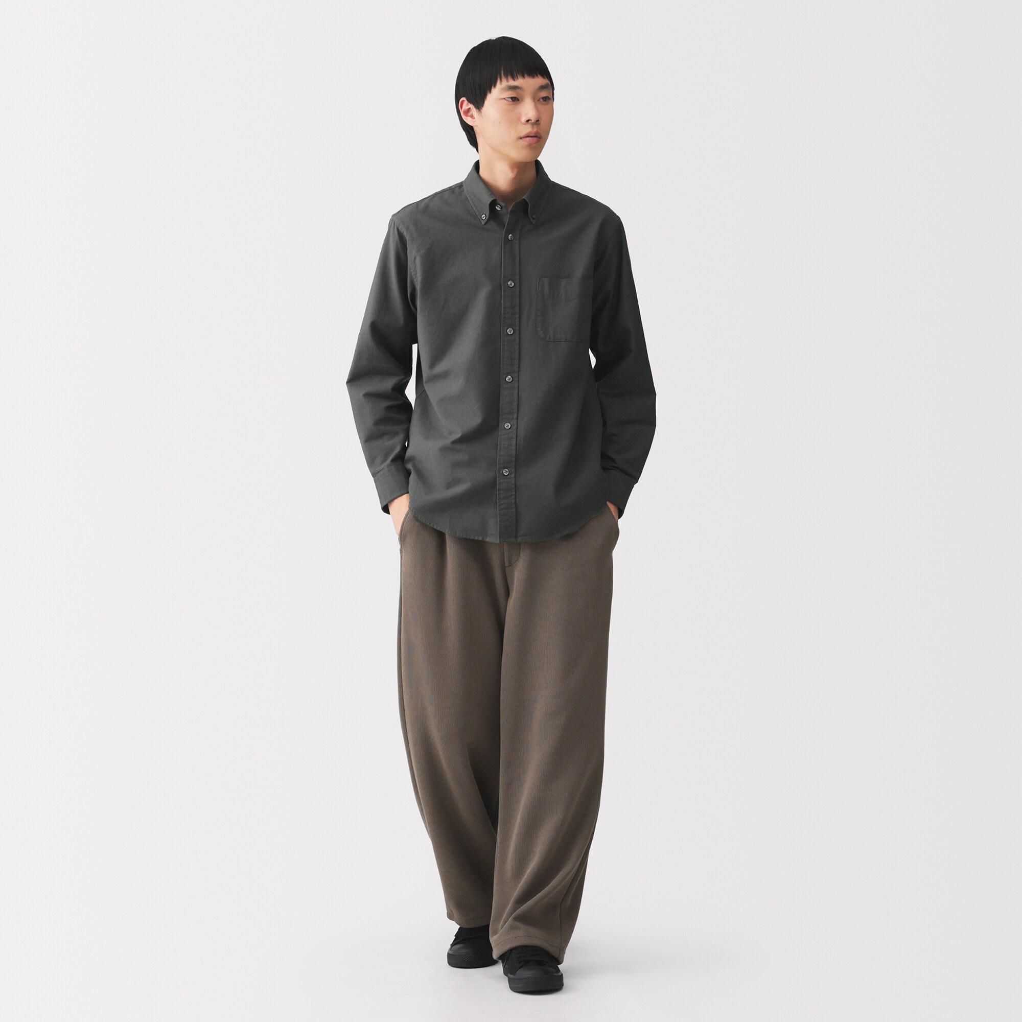 紳士 洗いざらしオックスボタンダウン長袖シャツ | 無印良品