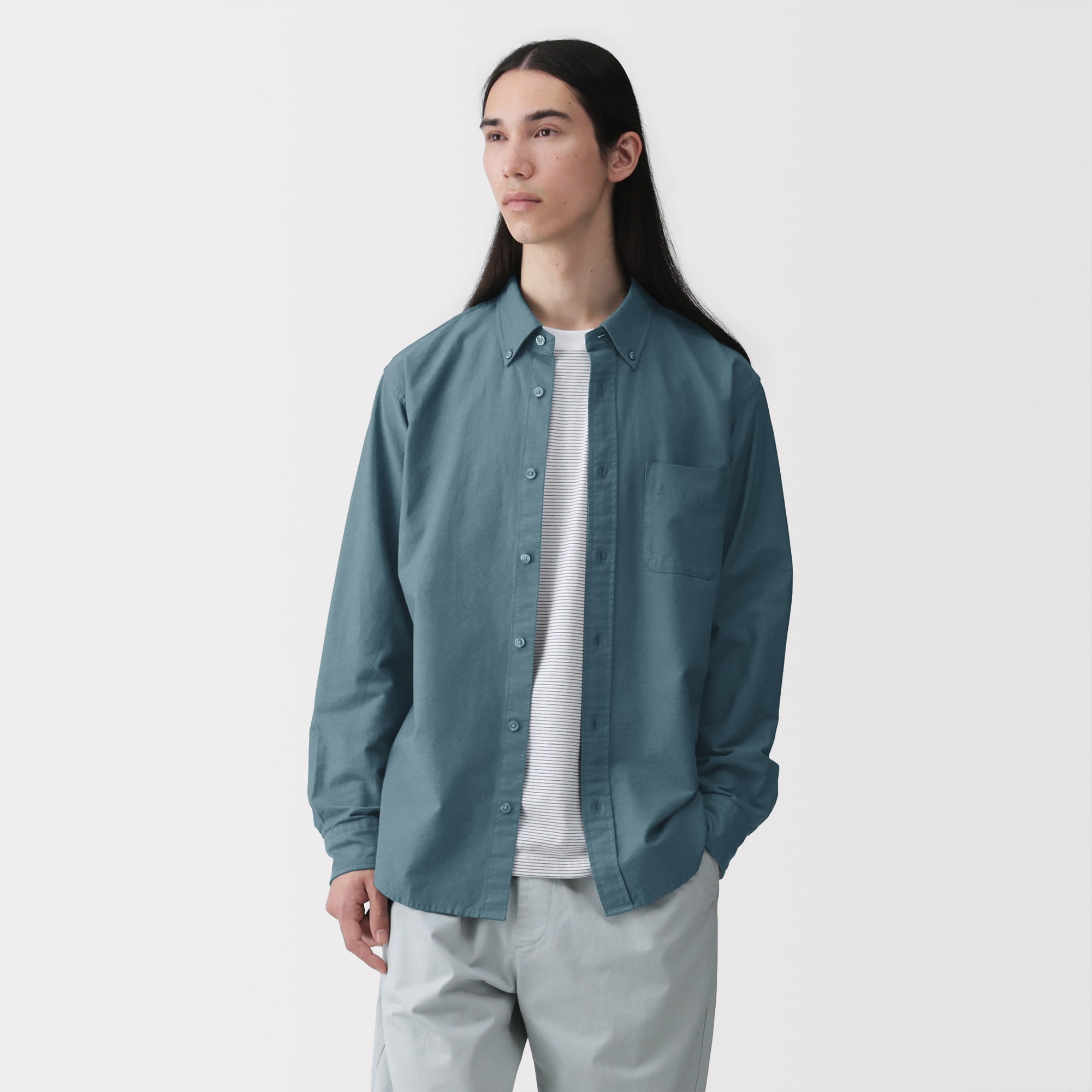 紳士 洗いざらしオックスボタンダウン長袖シャツ | 無印良品