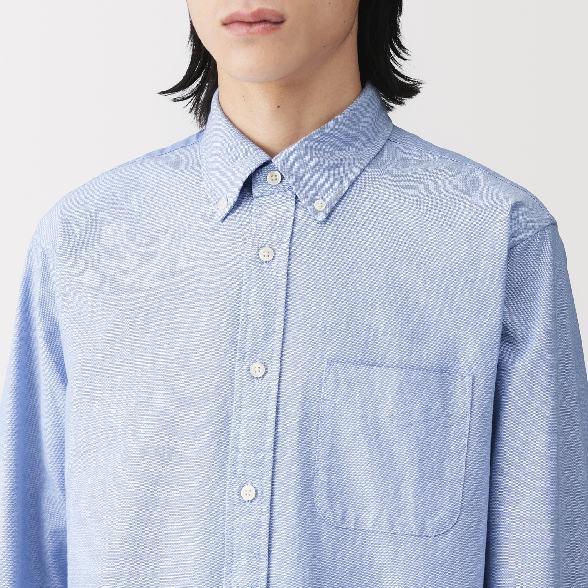 紳士　洗いざらしオックスボタンダウン長袖シャツ