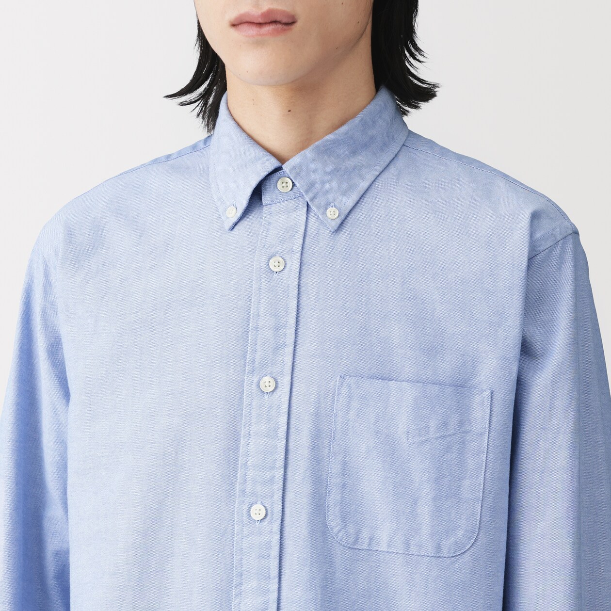 紳士　洗いざらしオックスボタンダウン長袖シャツ