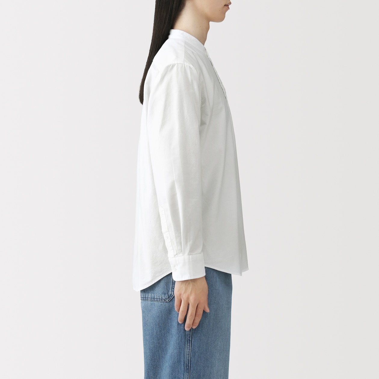 紳士　洗いざらしオックススタンドカラー長袖シャツ