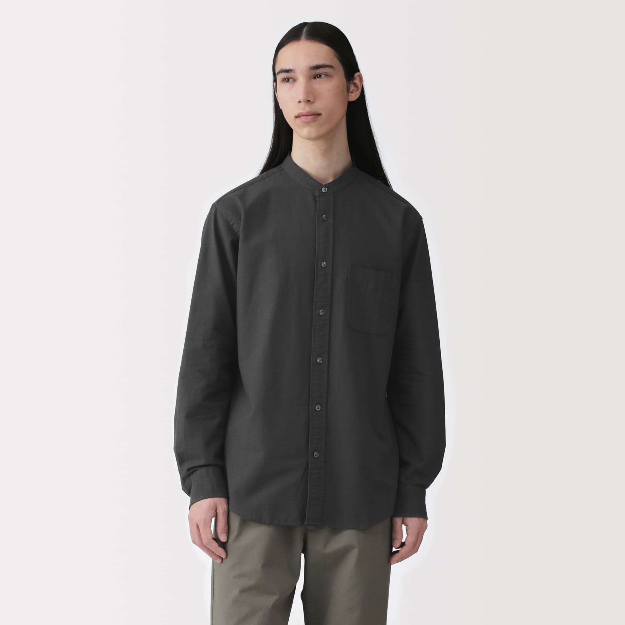 紳士 洗いざらしオックススタンドカラー長袖シャツ | 無印良品