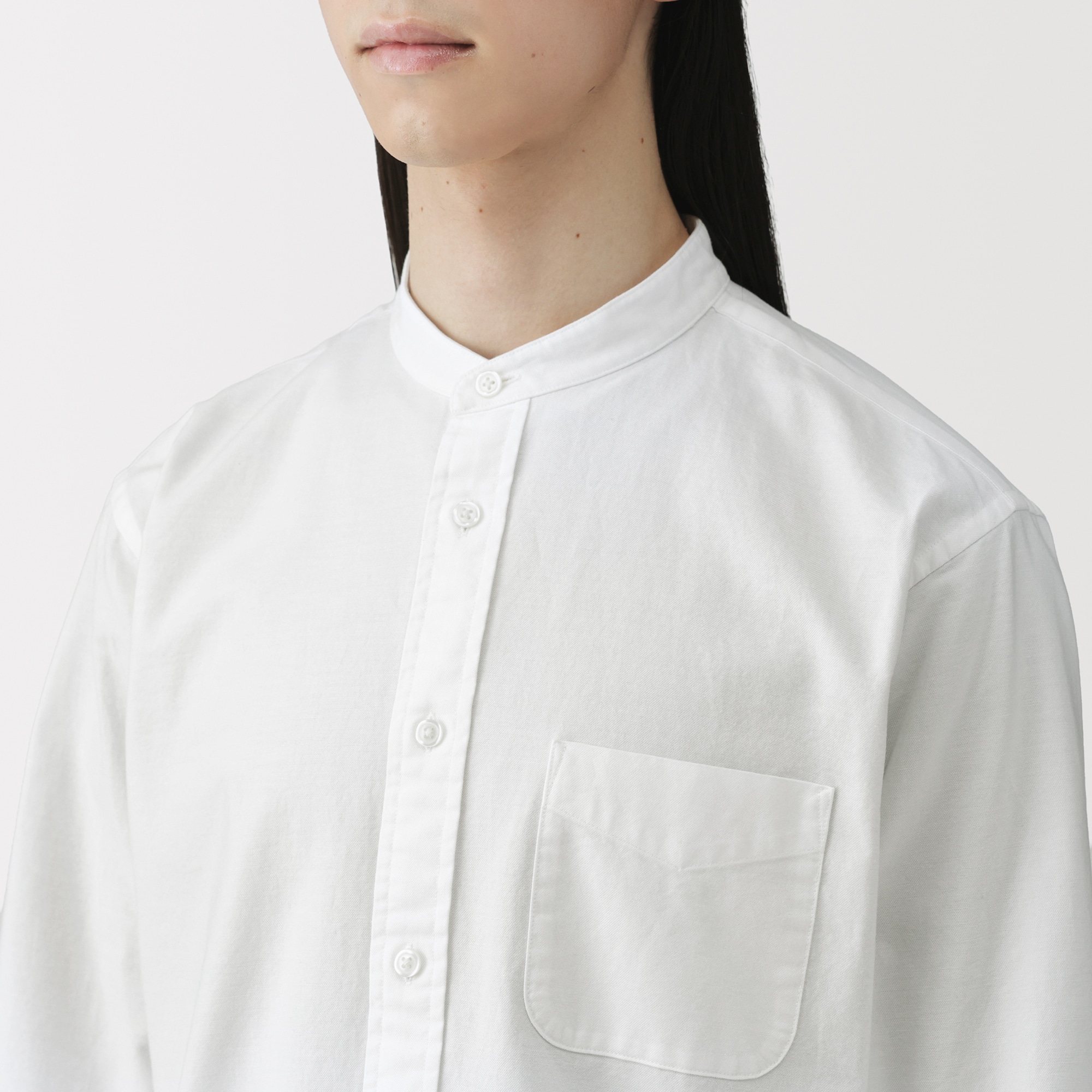 紳士 洗いざらしオックススタンドカラー長袖シャツ | 無印良品