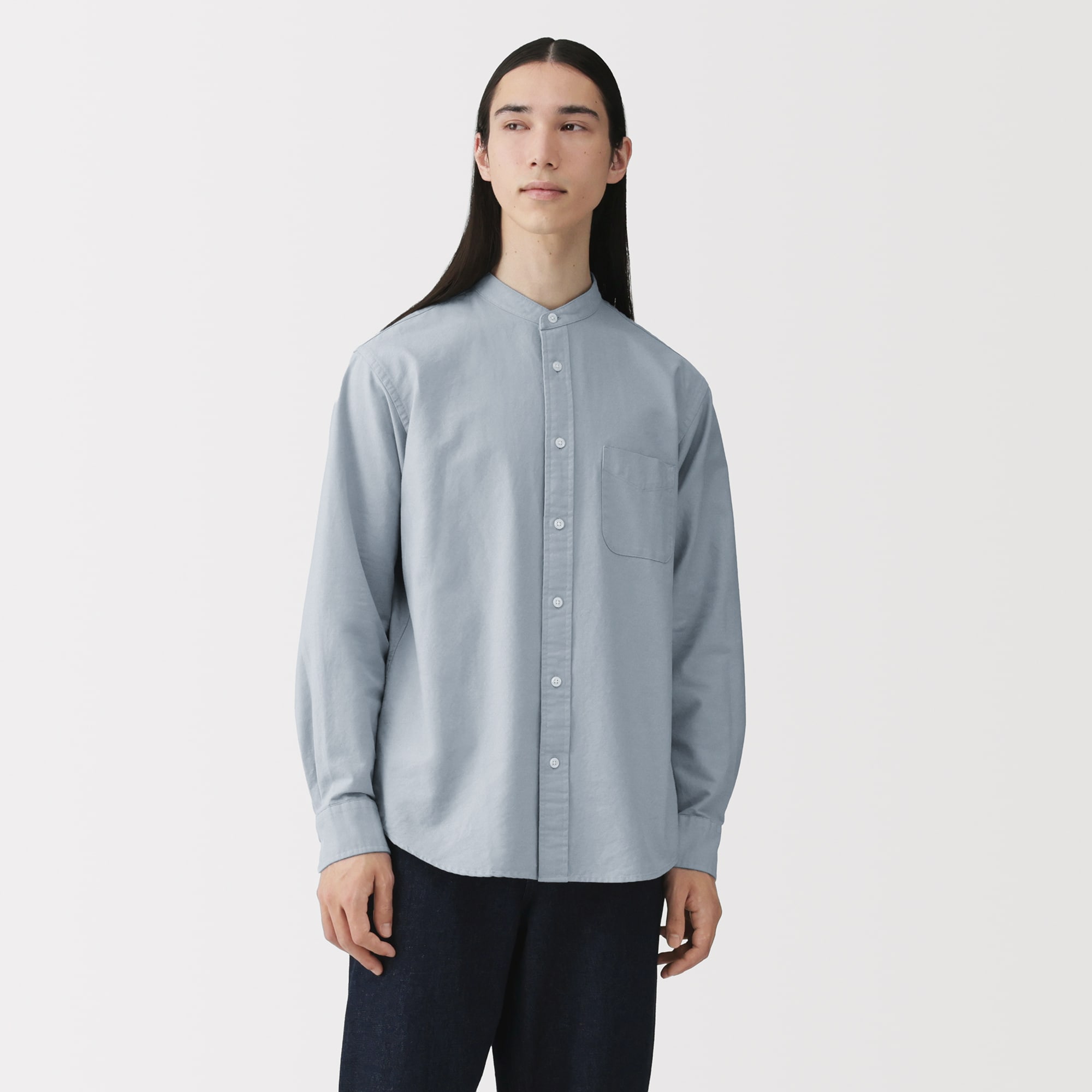 紳士 洗いざらしオックススタンドカラー長袖シャツ | 無印良品