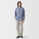 紳士　洗いざらしオックススタンドカラー長袖シャツ