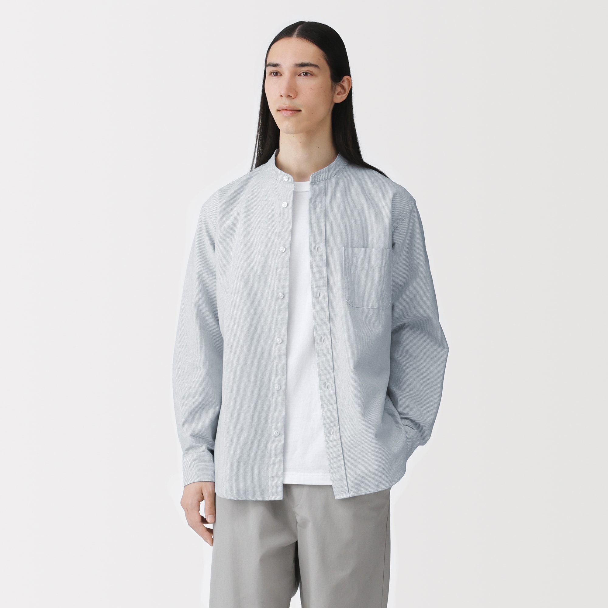 紳士 洗いざらしオックススタンドカラー長袖シャツ | 無印良品