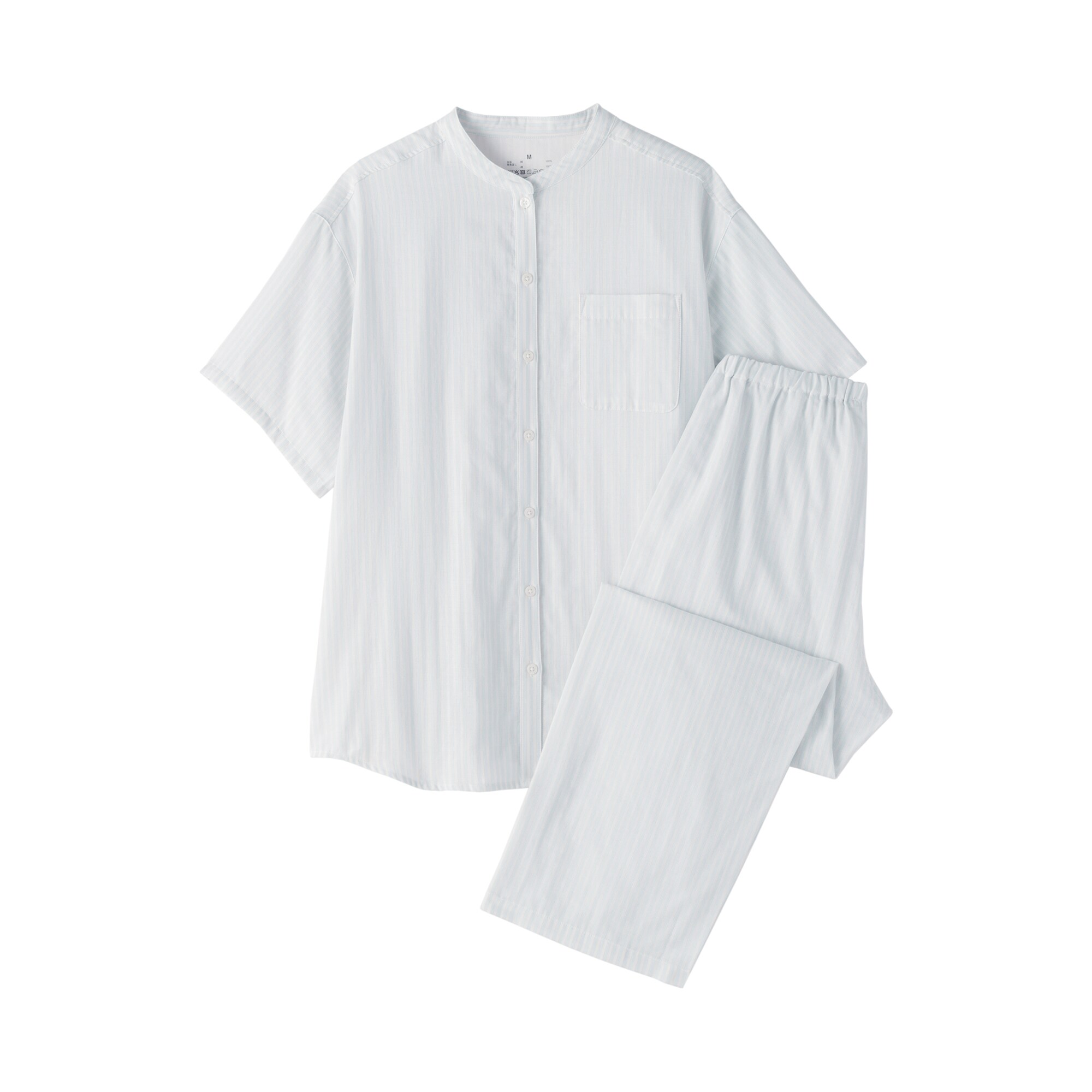 婦人　脇に縫い目のない　薄手ガーゼ五分袖パジャマ