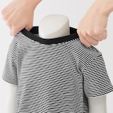 ベビー　あたまするっと　綿天竺編みクルーネック半袖Ｔシャツ　ボーダー