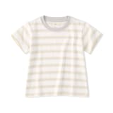 ベビー　あたまするっと　綿天竺編みクルーネック半袖Ｔシャツ　ボーダー