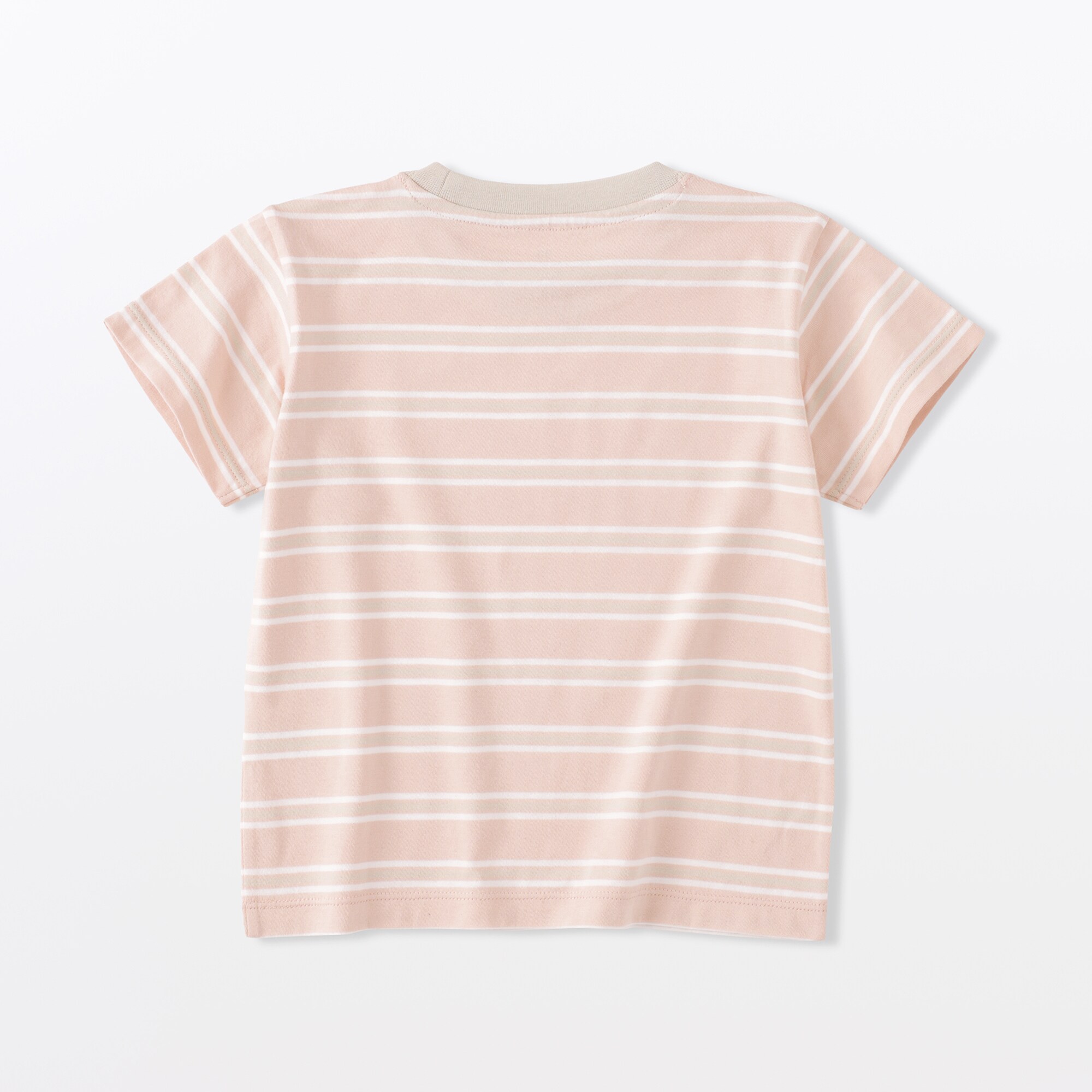 ベビー　あたまするっと　綿天竺編みクルーネック半袖Ｔシャツ　ボーダー