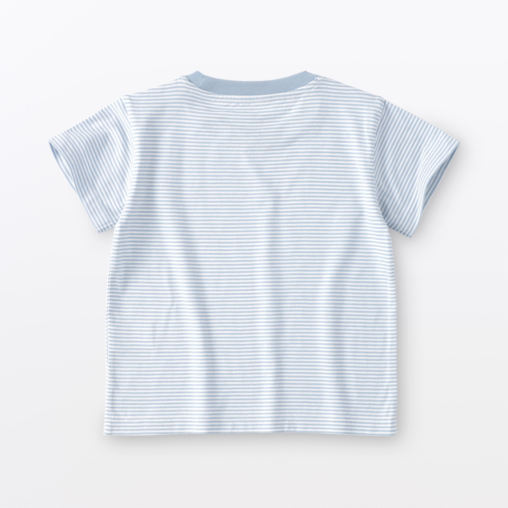 ベビー　あたまするっと　綿天竺編みクルーネック半袖Ｔシャツ　ボーダー