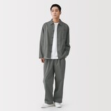 紳士　涼感　タックストレートパンツ