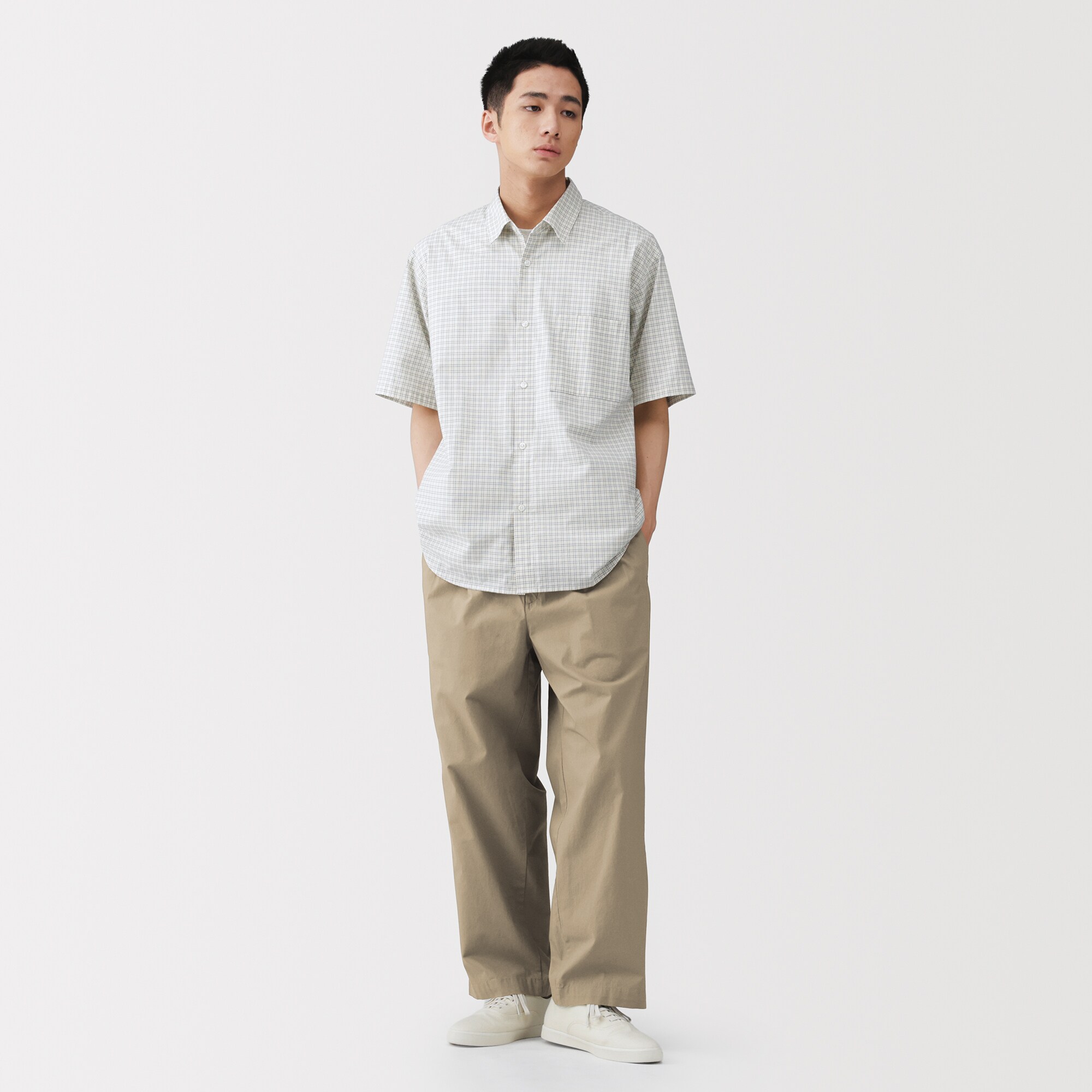 紳士　涼感　タックストレートパンツ