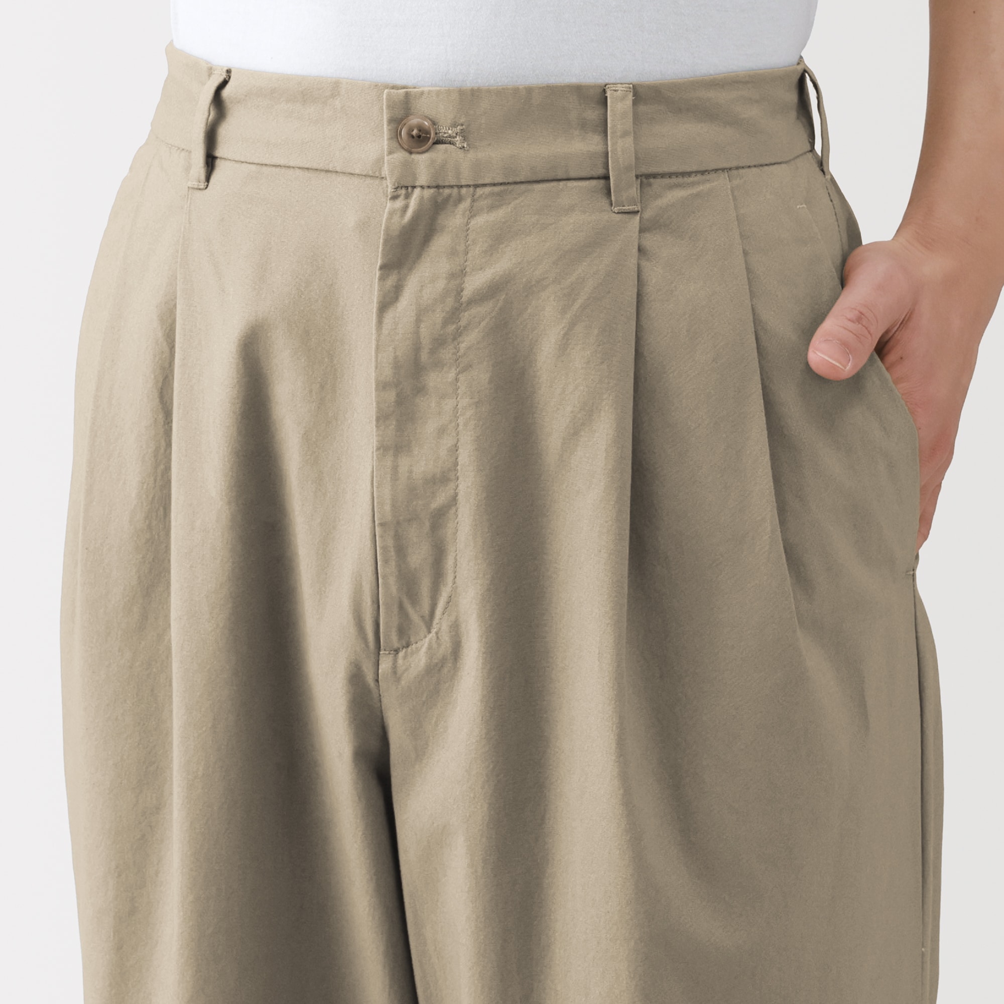 紳士　涼感　タックストレートパンツ