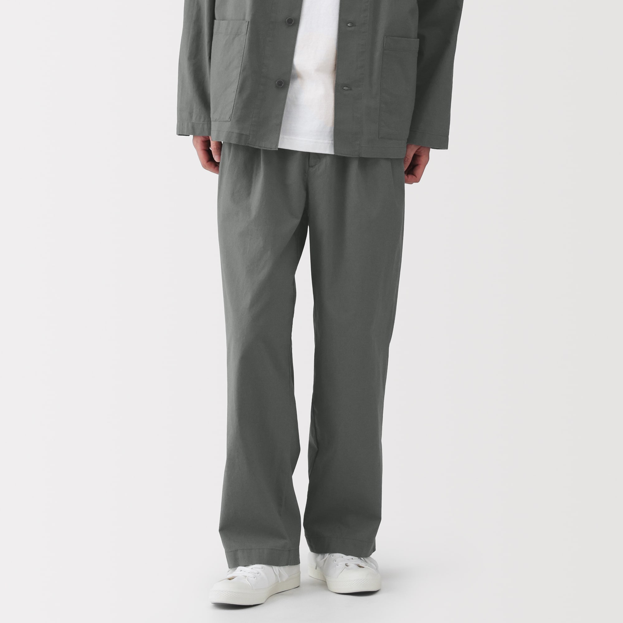 紳士　涼感　タックストレートパンツ