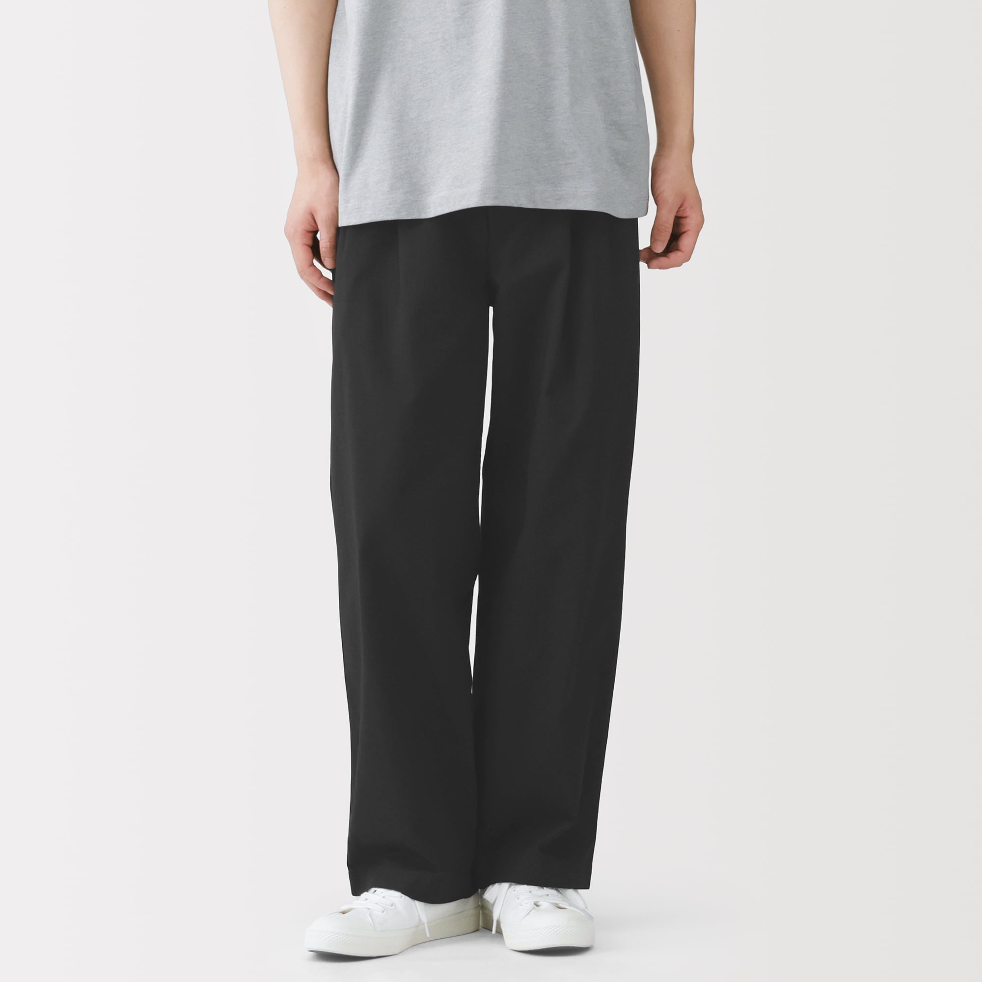 紳士　涼感　タックストレートパンツ