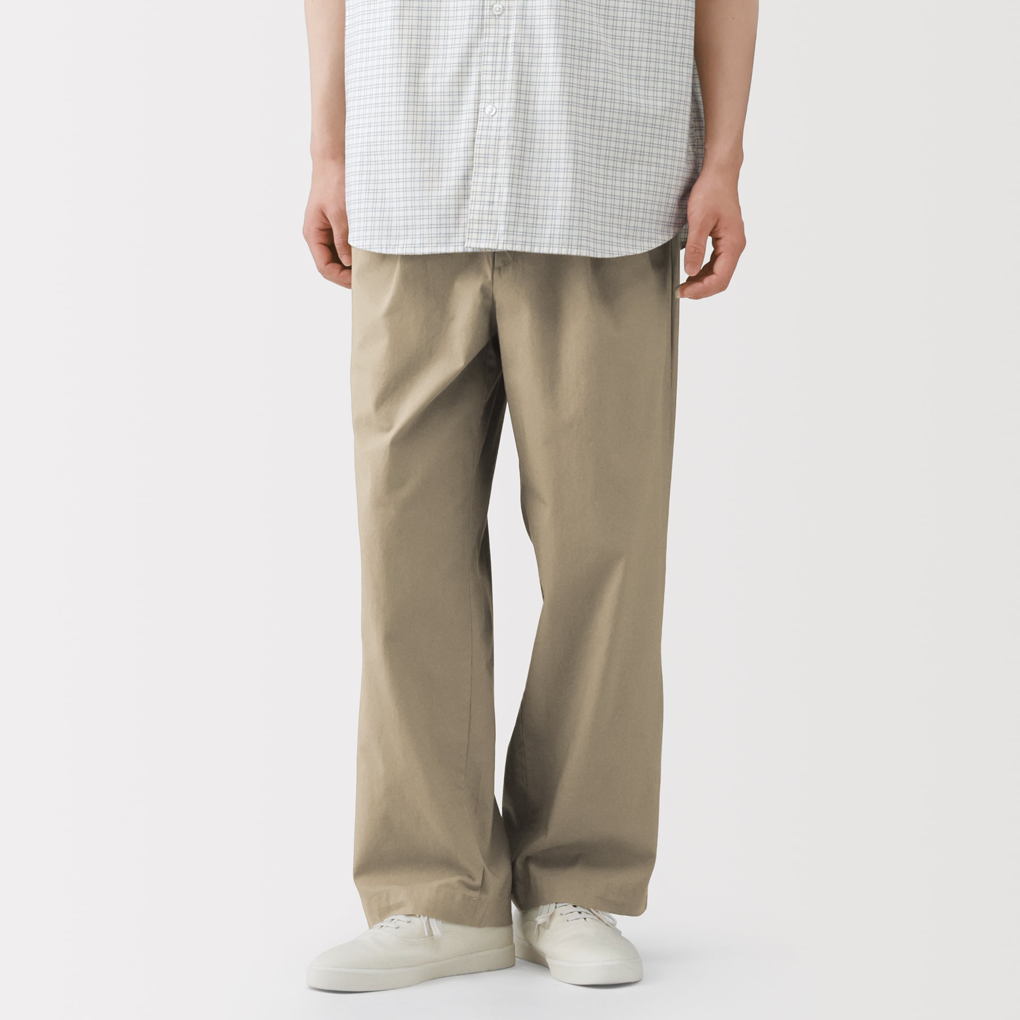 紳士　涼感　タックストレートパンツ