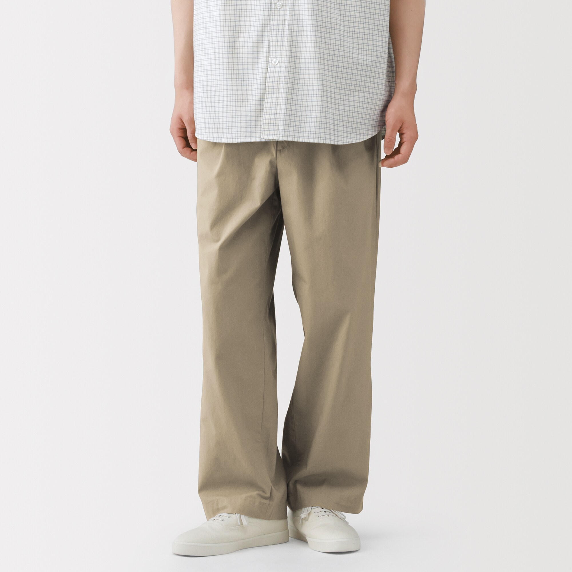 紳士　涼感　タックストレートパンツ