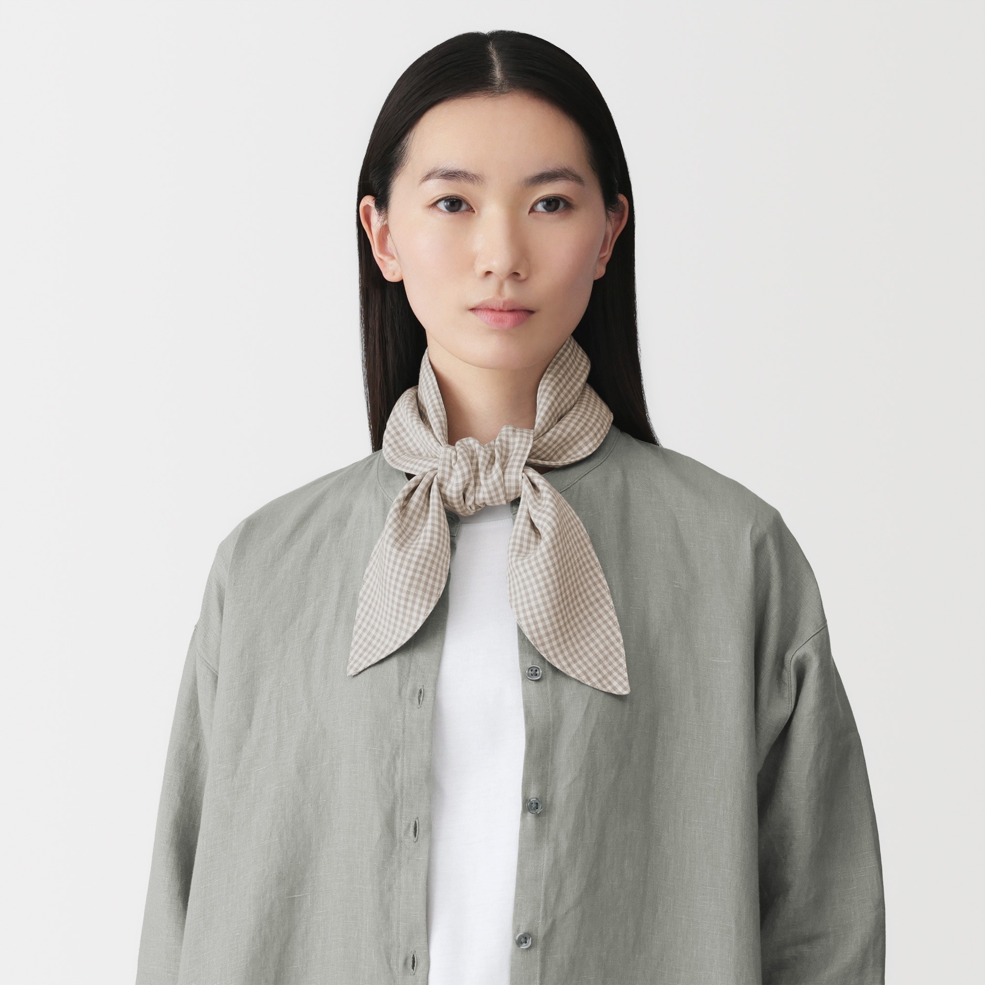 KAPITAL リネン インフィニティスカーフ ベージュ フリンジ UVカットリヨセルリネンポケット付きスカーフ | 無印良品