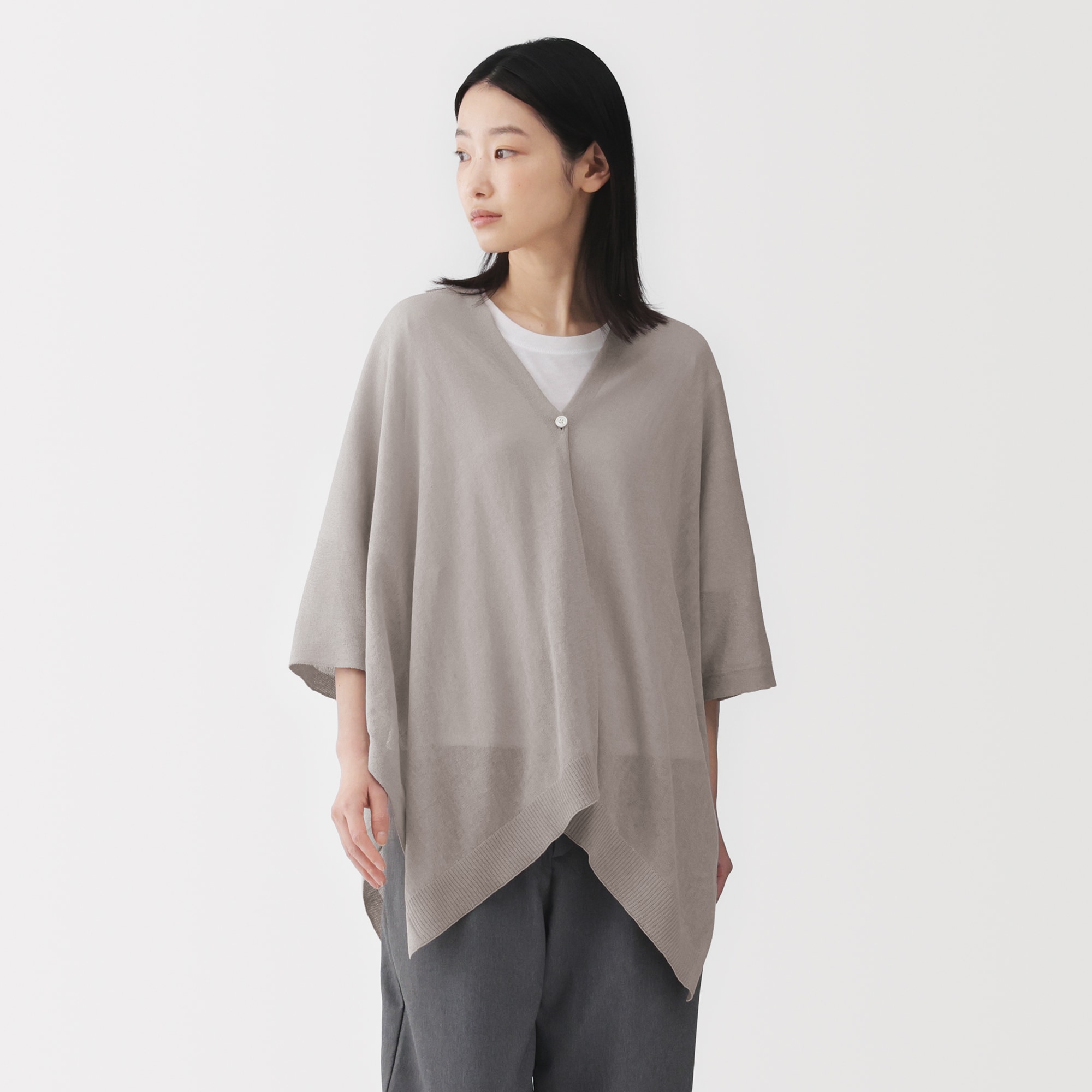 ＵＶカット強撚コットンボレロ　ボタン付き