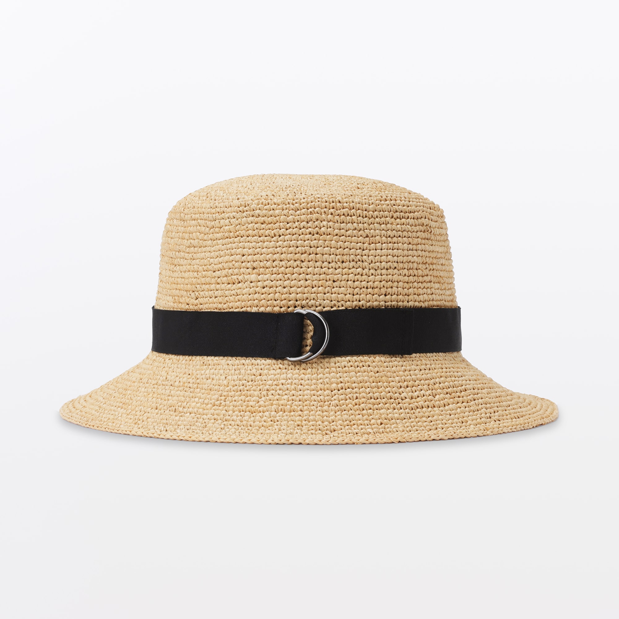 ラフィアたためるバケットハット