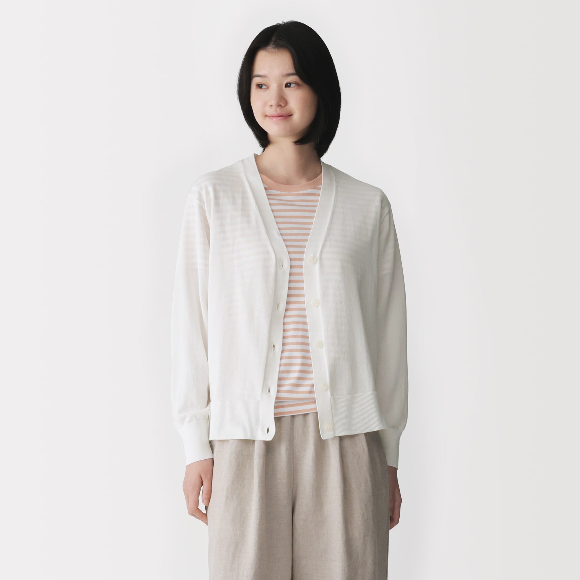 婦人　ＵＶカットライトニットＶネックカーディガン