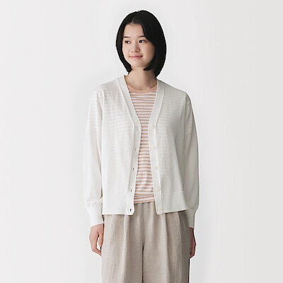 【３月上旬発売予定】婦人　ＵＶカットライトニットＶネックカーディガン