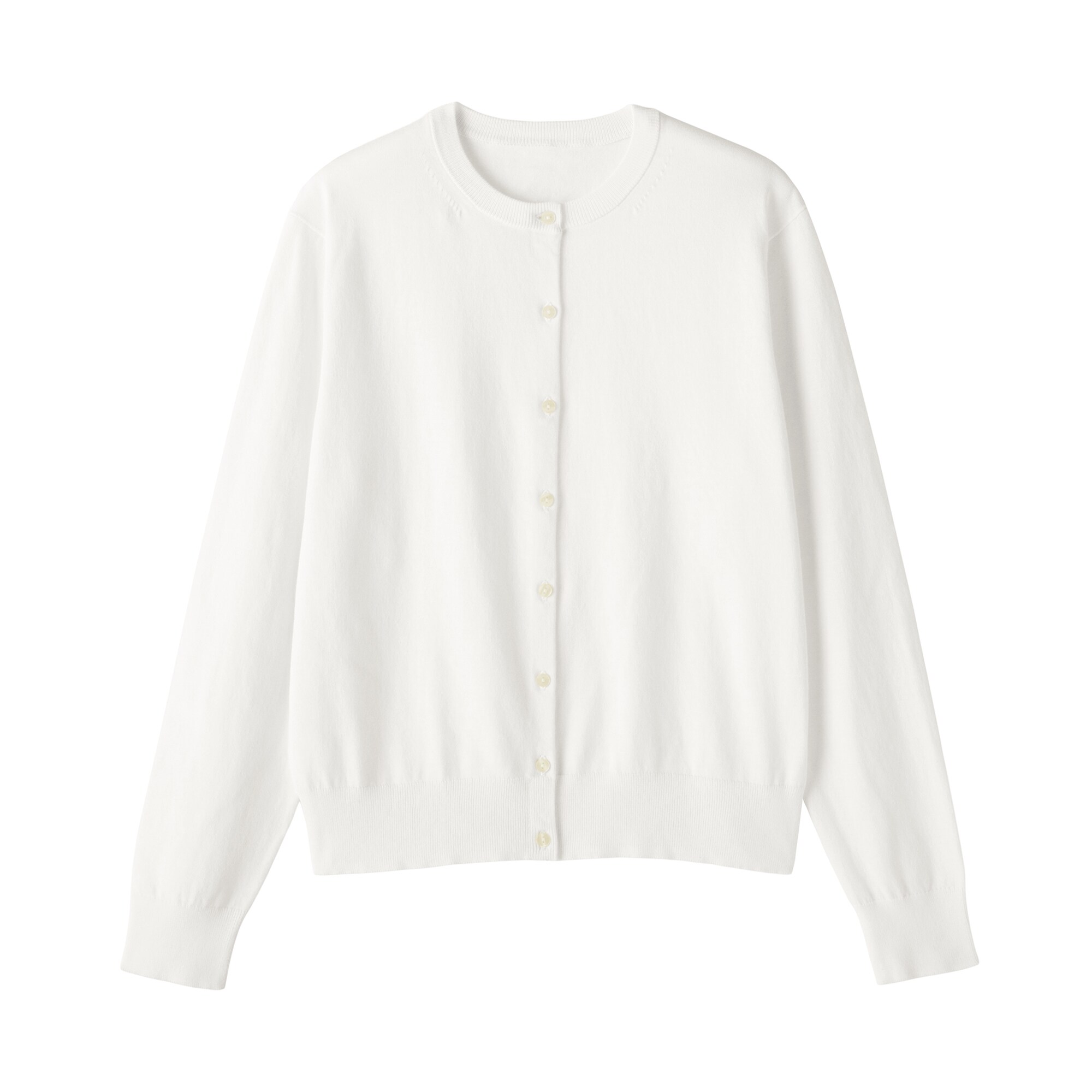 婦人　ＵＶカット強撚コットンクルーネックカーディガン