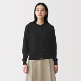 婦人　ＵＶカット強撚コットンクルーネックカーディガン