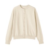 婦人　ＵＶカット強撚コットンクルーネックカーディガン