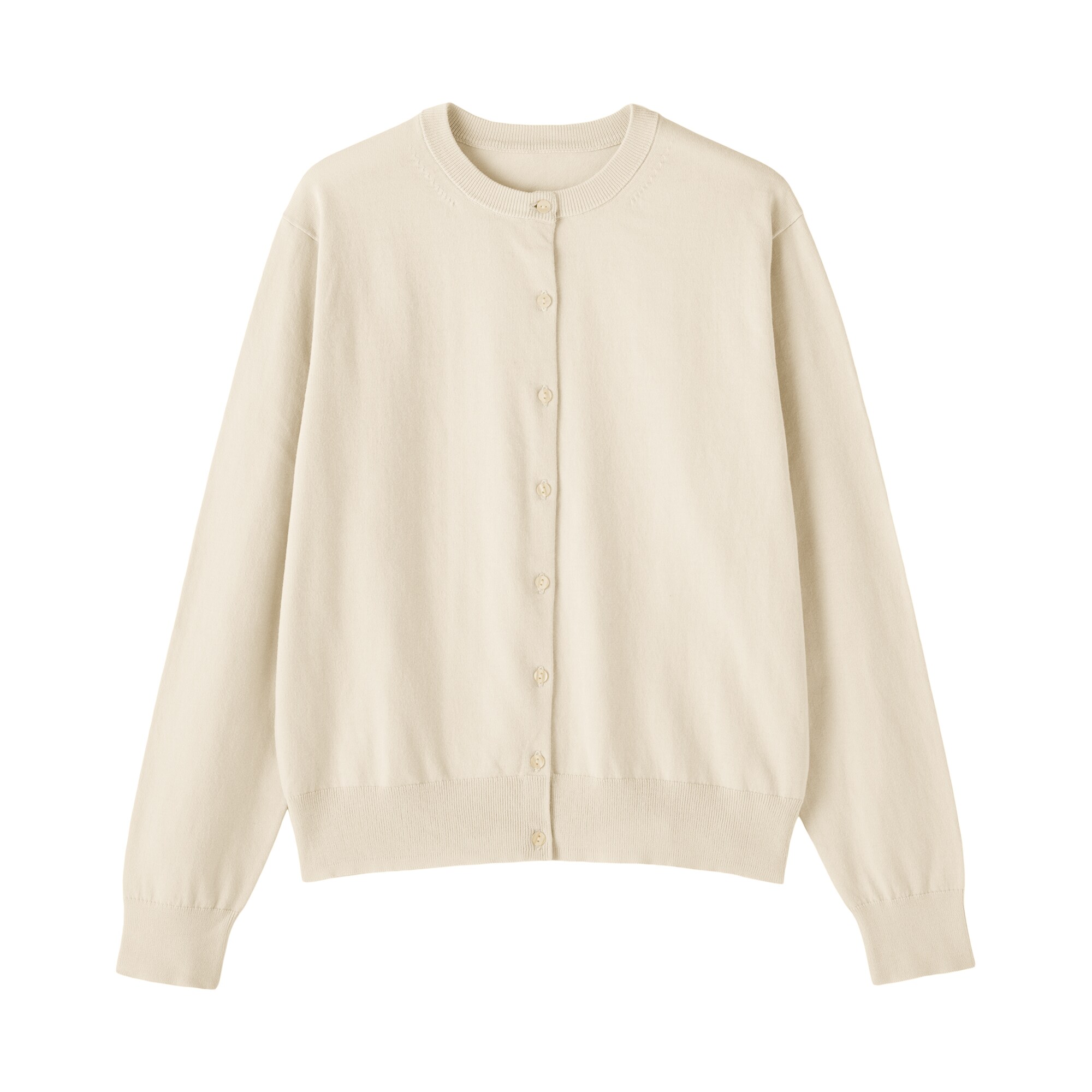 婦人　ＵＶカット強撚コットンクルーネックカーディガン